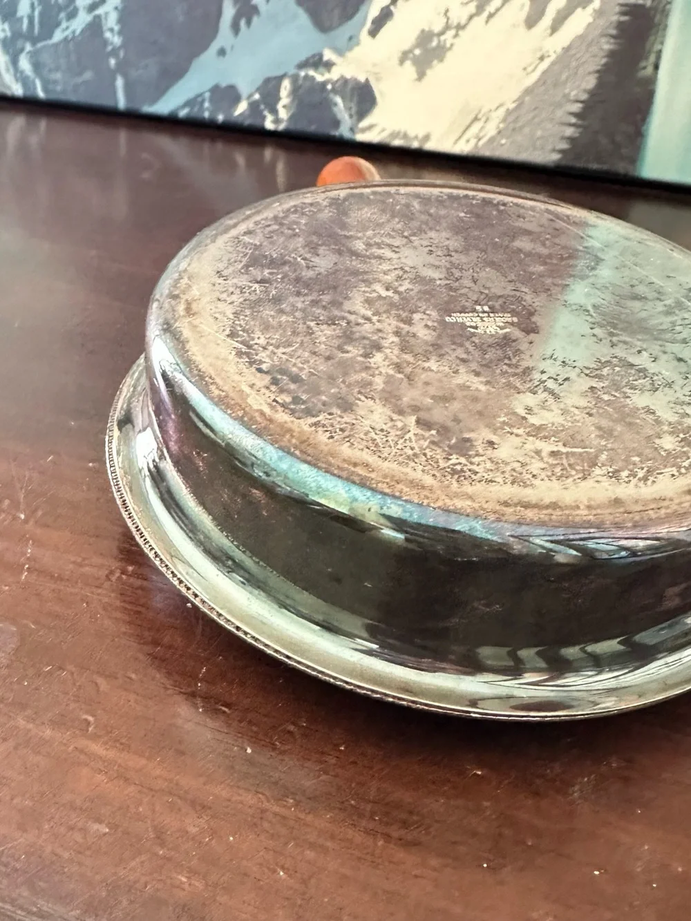 Vintage Silver Plated Crumb Catcher Wooden Handle